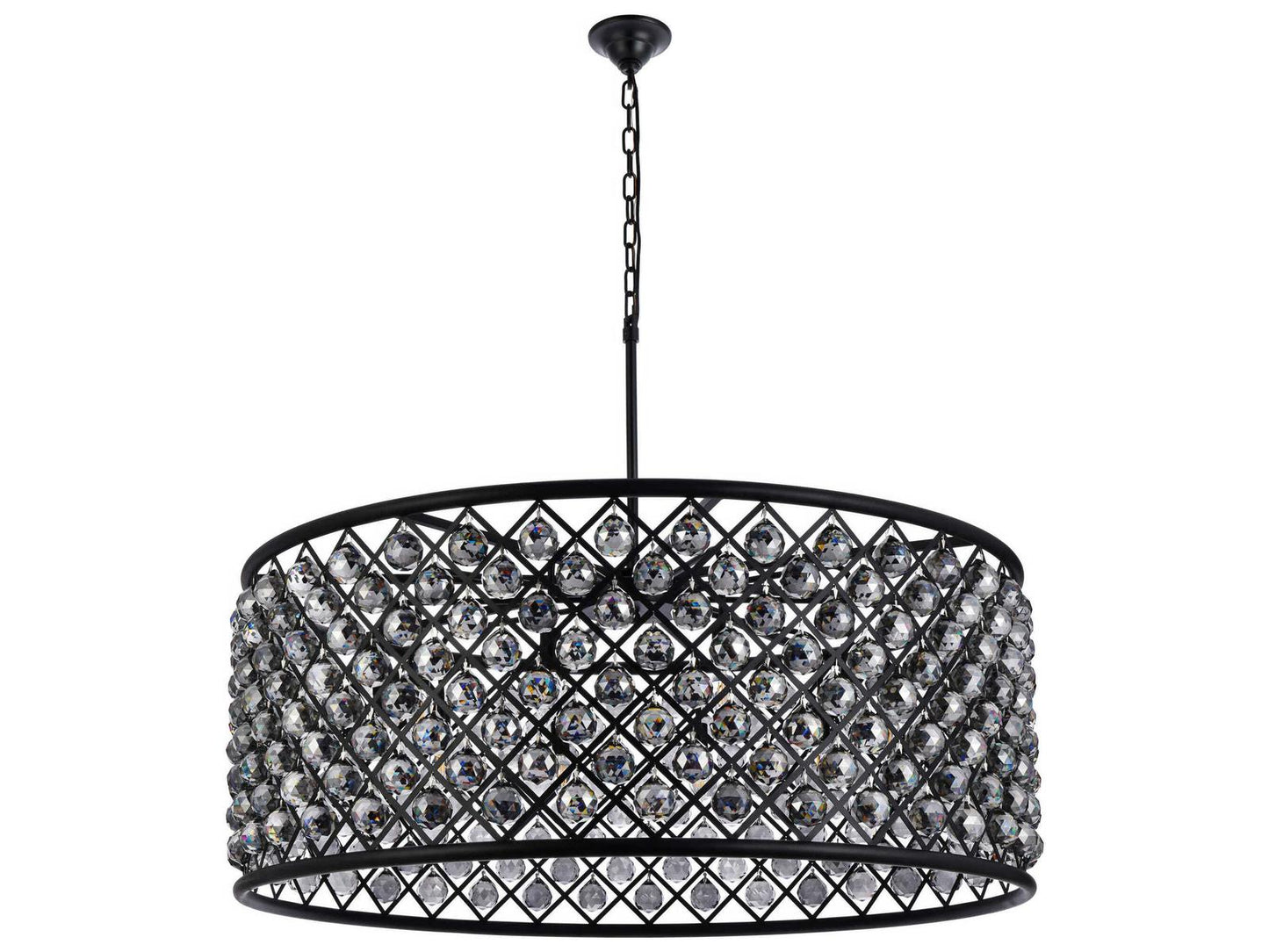Elegant Lighting Madison 10-Light Matte Black Crystal Drum Chandelier