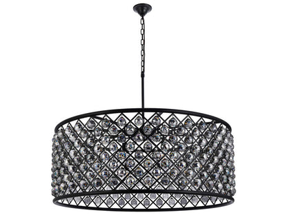 Elegant Lighting Madison 10-Light Matte Black Crystal Drum Chandelier