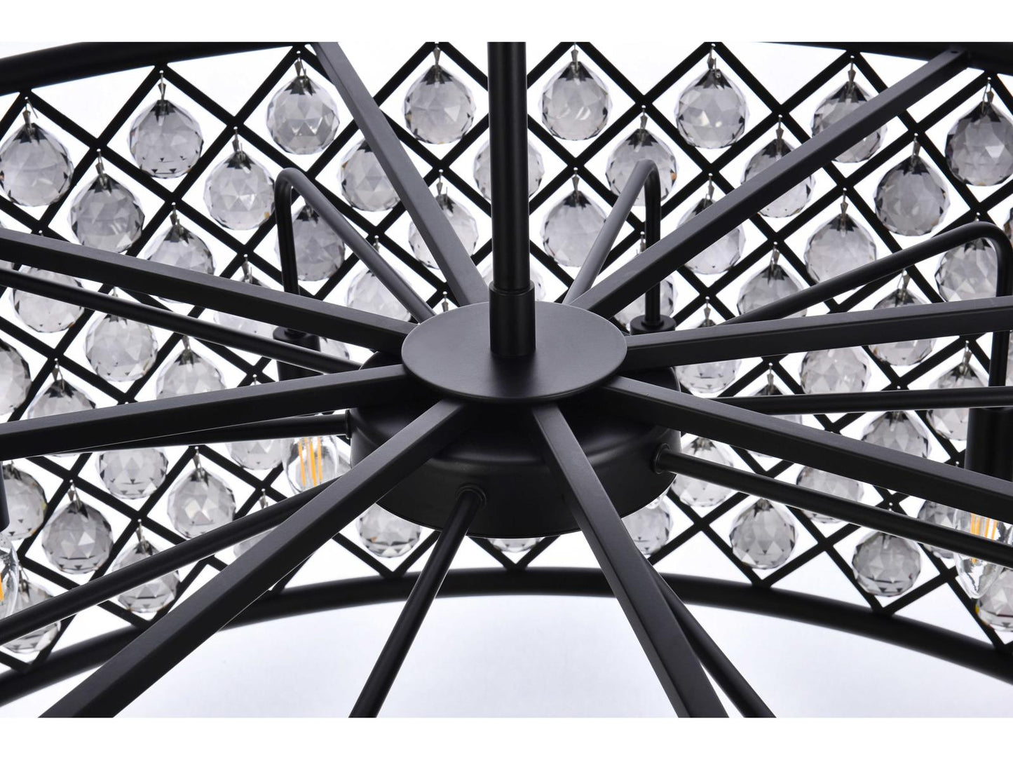 Elegant Lighting Madison 10-Light Matte Black Crystal Drum Chandelier