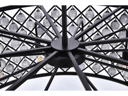 Elegant Lighting Madison 10-Light Matte Black Crystal Drum Chandelier