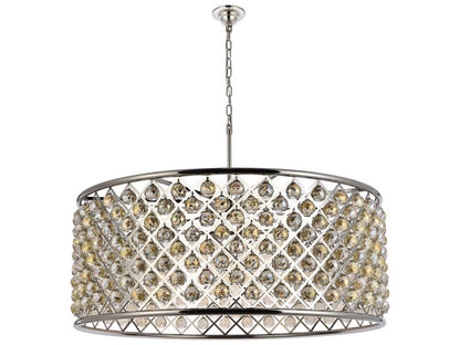 Elegant Lighting Madison 10-Light Crystal Drum Chandelier in Polished Nickel with Golden Teak Crystal