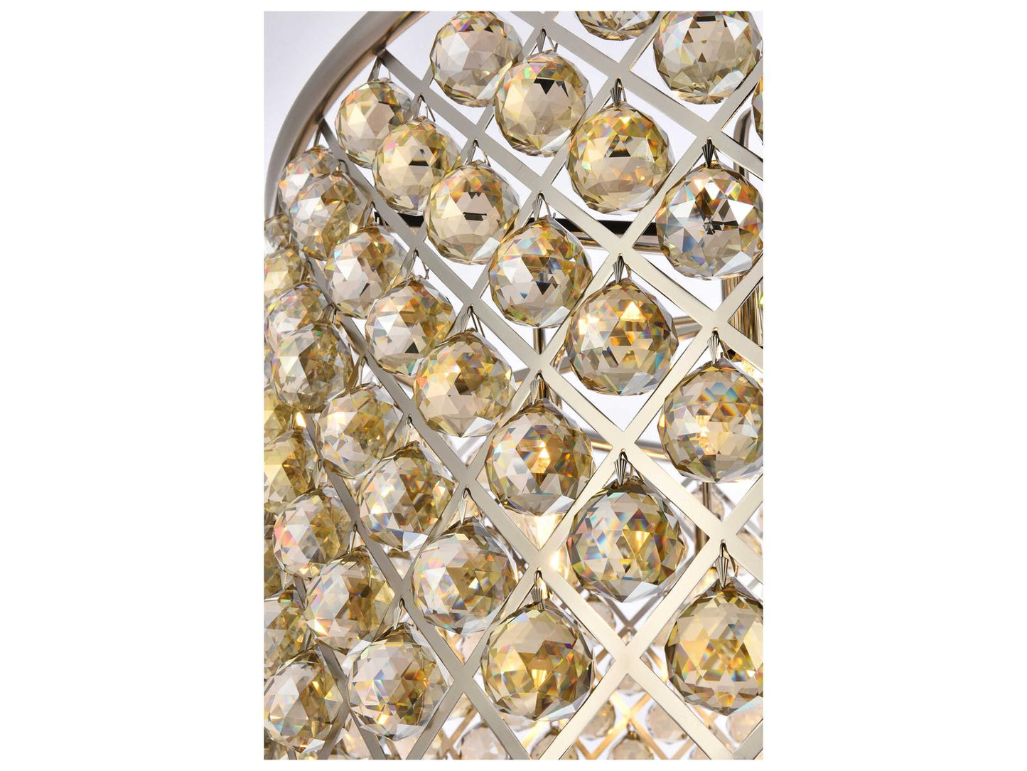 Elegant Lighting Madison 10-Light Crystal Drum Chandelier in Polished Nickel with Golden Teak Crystal