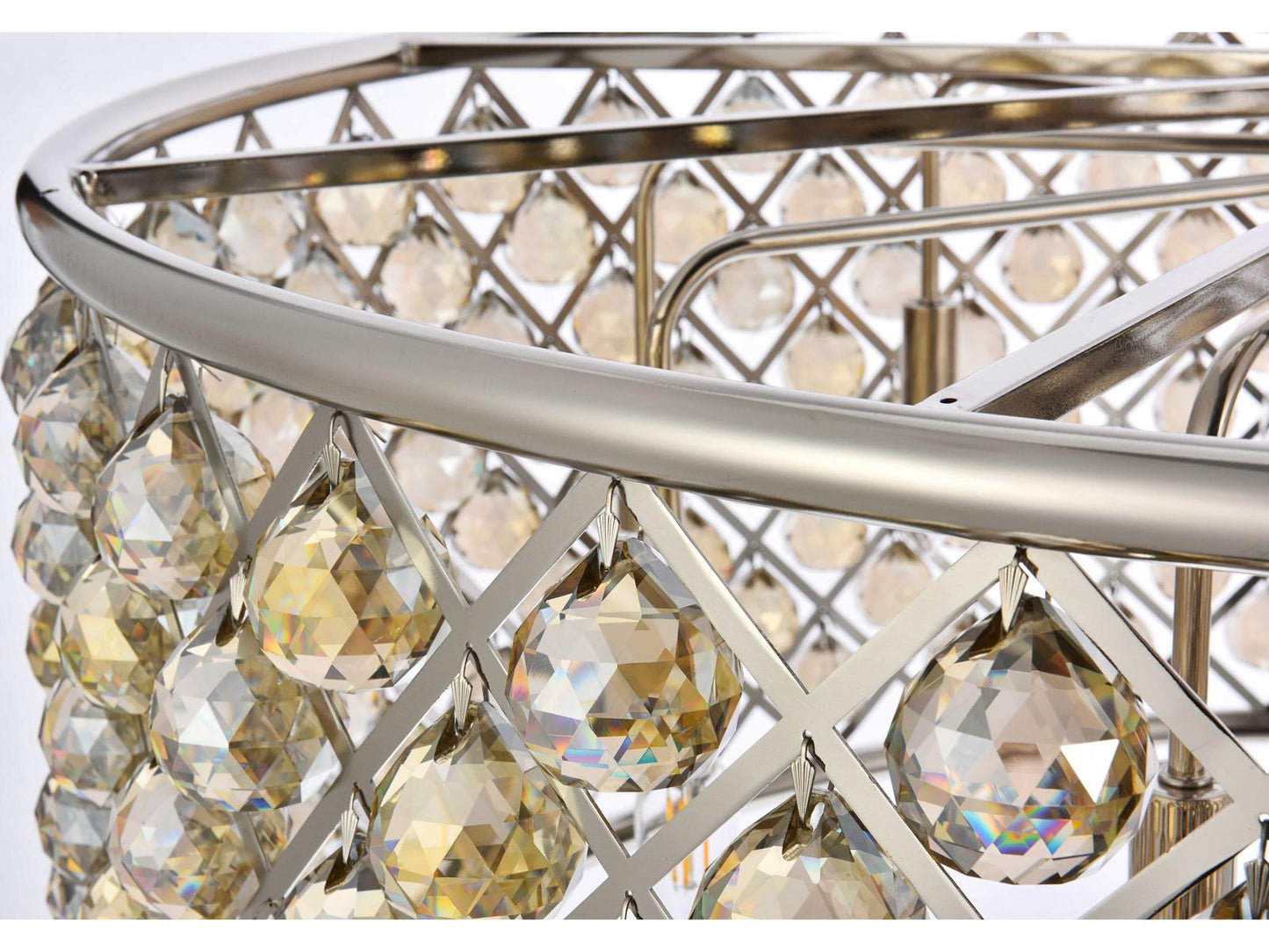 Elegant Lighting Madison 10-Light Crystal Drum Chandelier in Polished Nickel with Golden Teak Crystal