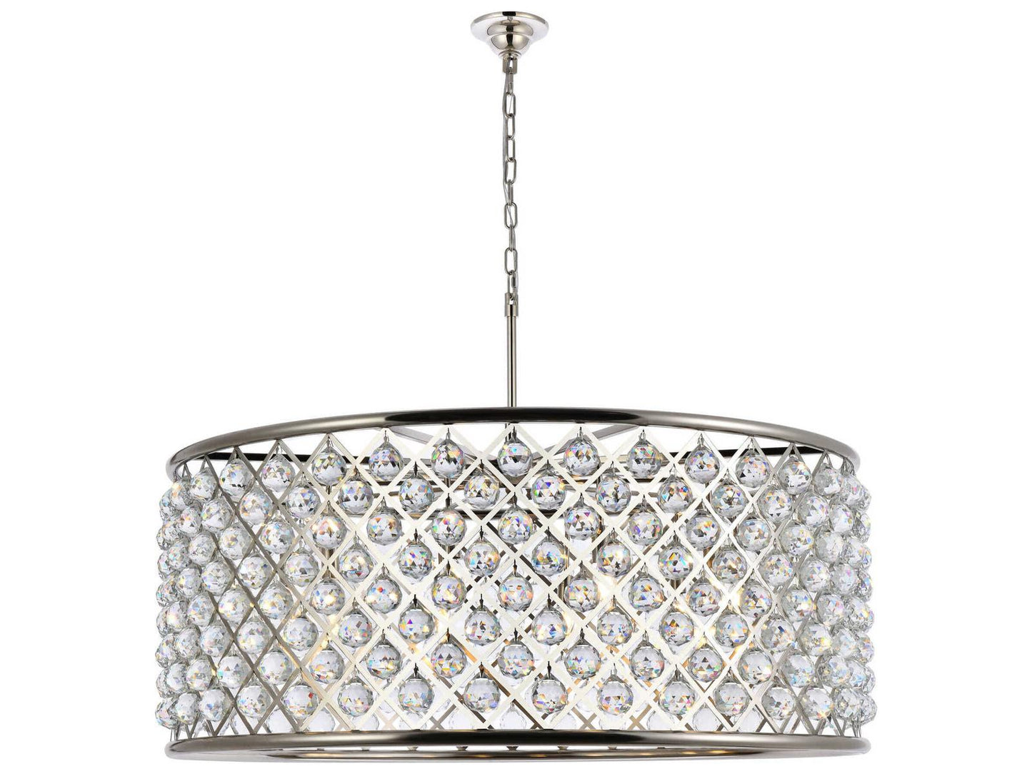 Elegant Lighting Madison 10-Light Crystal Drum Chandelier in Polished Nickel