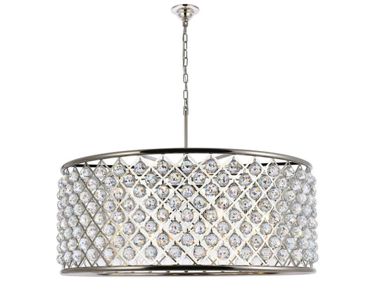 Elegant Lighting Madison 10-Light Crystal Drum Chandelier in Polished Nickel