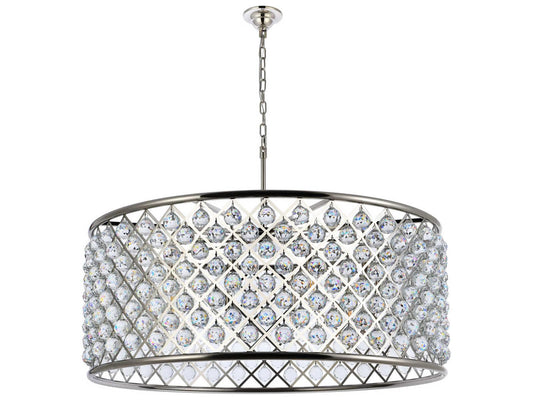Elegant Lighting Madison 10-Light Crystal Drum Chandelier in Polished Nickel
