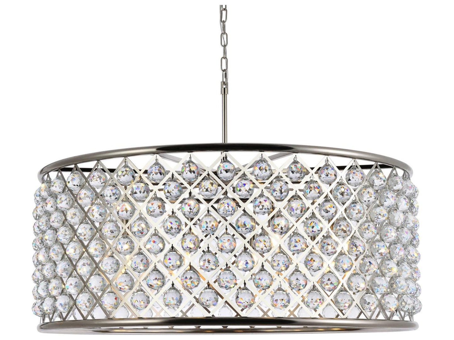Elegant Lighting Madison 10-Light Crystal Drum Chandelier in Polished Nickel