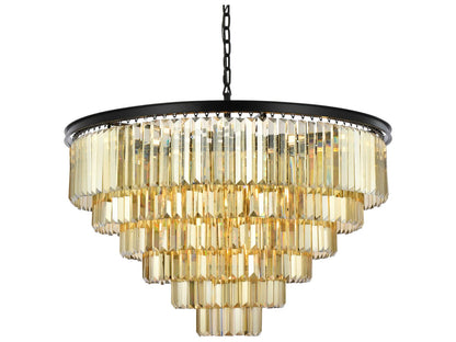 Elegant Lighting Sydney 33-Light Matte Black Gold Crystal Tiered Chandelier