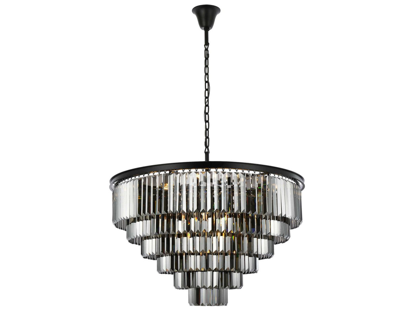 Elegant Lighting Sydney 33-Light Matte Black Silver Crystal Tiered Chandelier