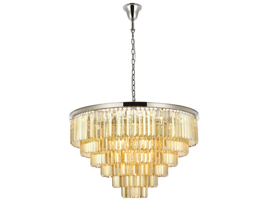 Elegant Lighting Sydney 33-Light Polished Nickel Gold Crystal Tiered Chandelier