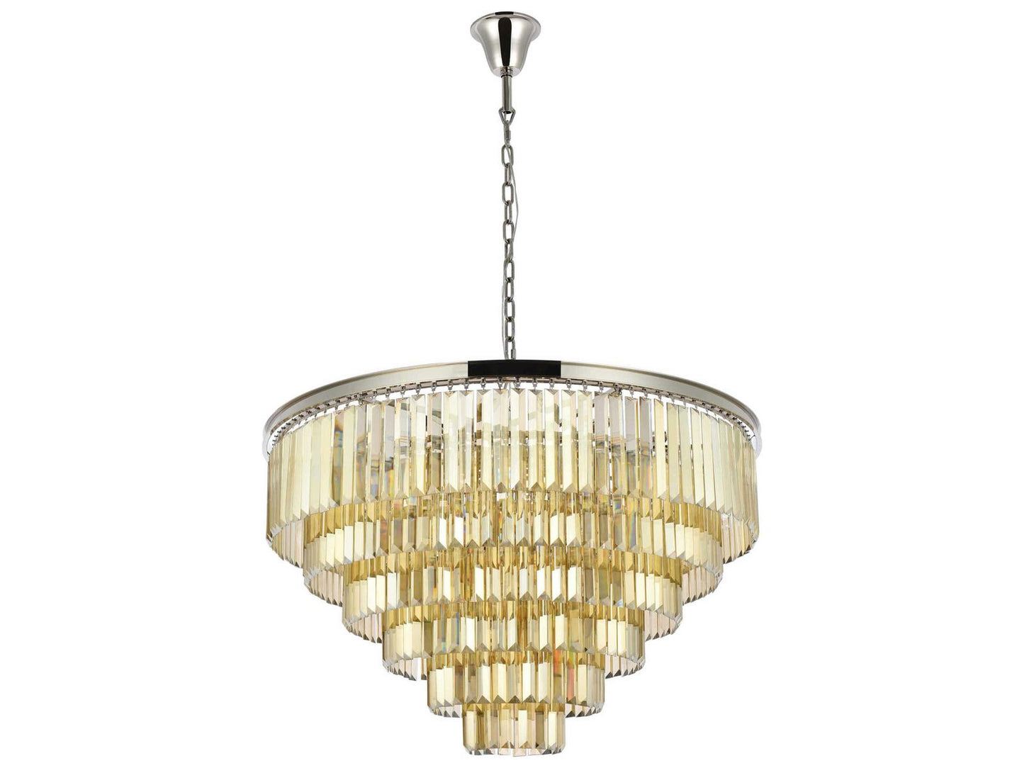 Elegant Lighting Sydney 33-Light Polished Nickel Gold Crystal Tiered Chandelier