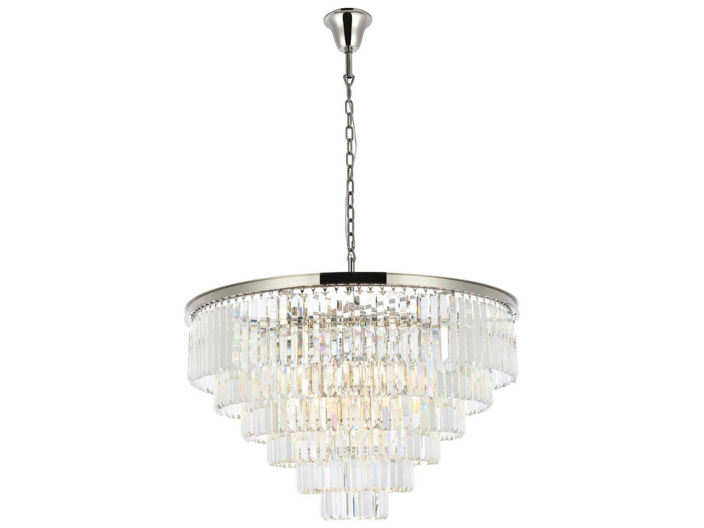 Elegant Lighting Sydney 33-Light Polished Nickel Clear Crystal Tiered Chandelier