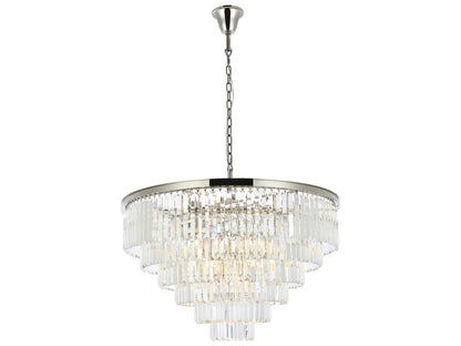 Elegant Lighting Sydney 33-Light Polished Nickel Clear Crystal Tiered Chandelier
