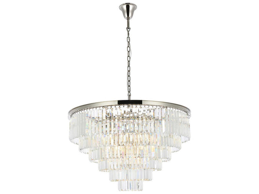 Elegant Lighting Sydney 33-Light Polished Nickel Clear Crystal Tiered Chandelier