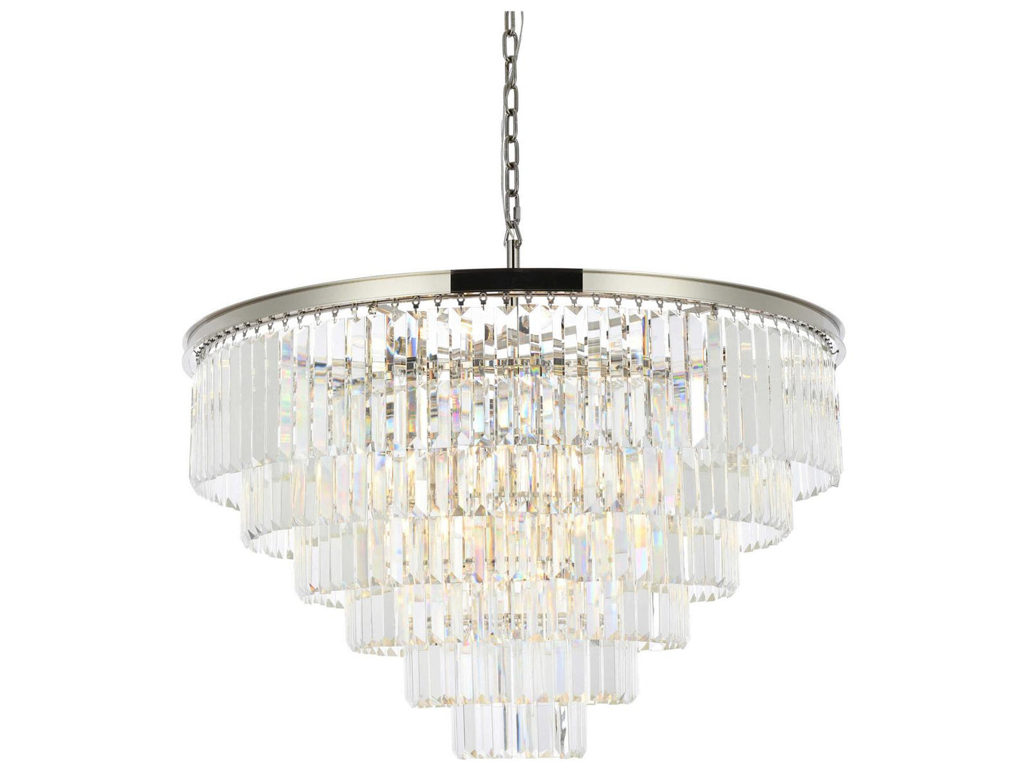 Elegant Lighting Sydney 33-Light Polished Nickel Clear Crystal Tiered Chandelier