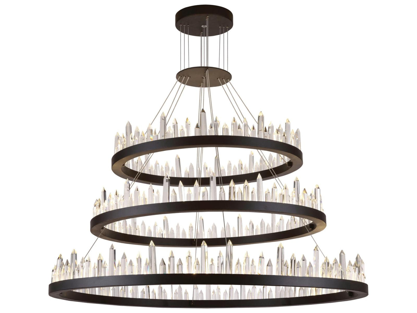 Elegant Lighting Malta 128-Light Satin Dark Grey Crystal LED Drum Tiered Chandelier