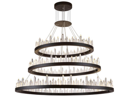 Elegant Lighting Malta 128-Light Satin Dark Grey Crystal LED Drum Tiered Chandelier