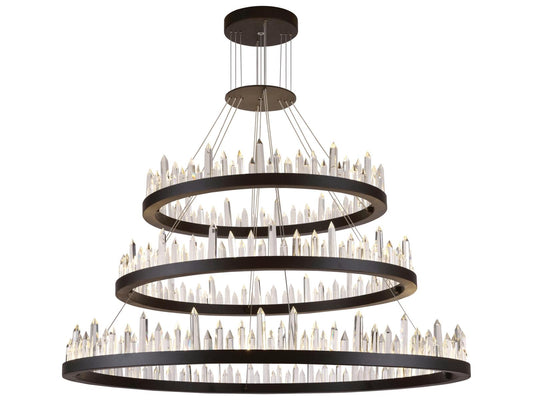 Elegant Lighting Malta 128-Light Satin Dark Grey Crystal LED Drum Tiered Chandelier