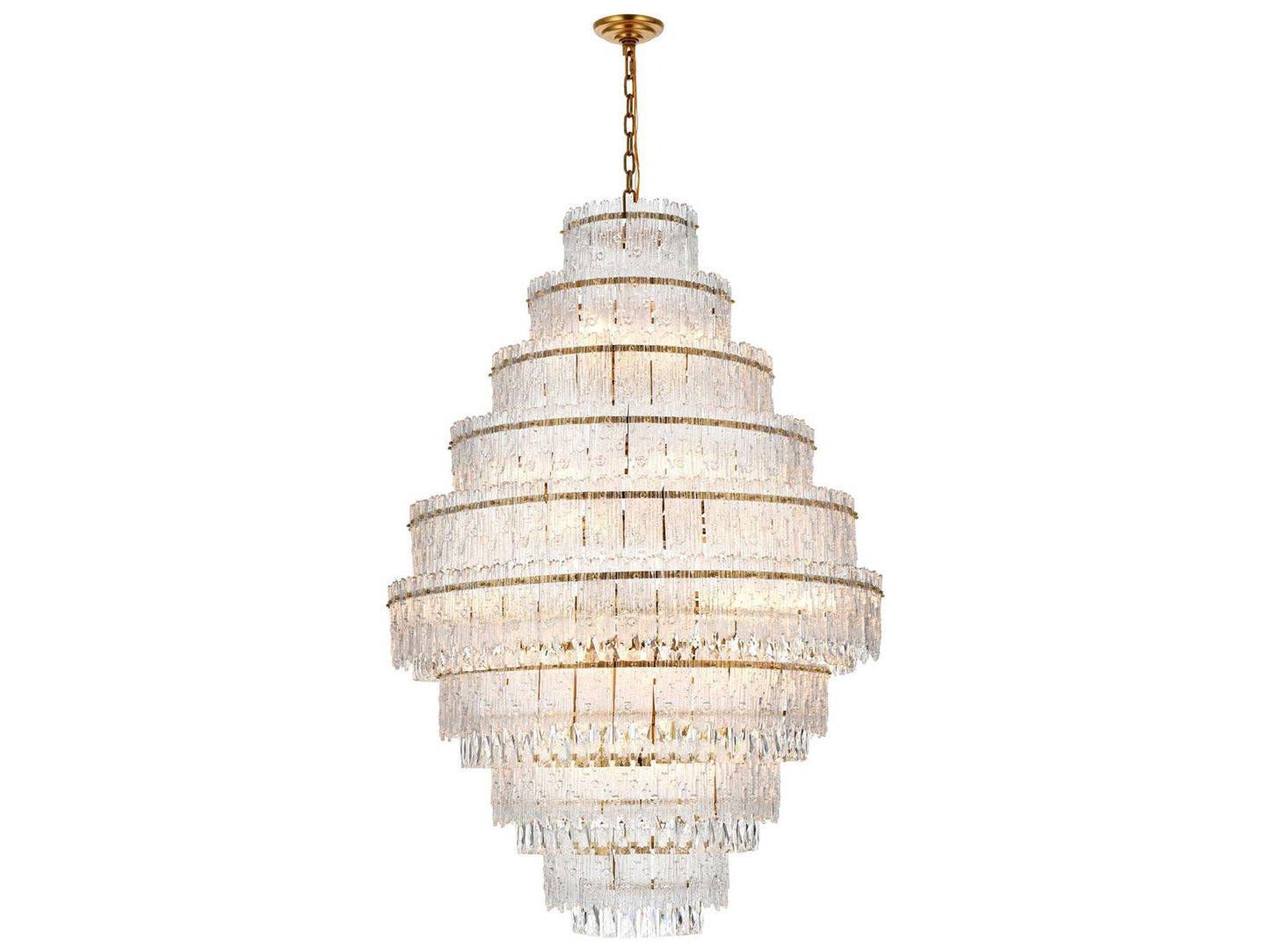 Elegant Lighting Emilia 27-Light Satin Gold Tiered Chandelier with Royal Cut Clear Crystal