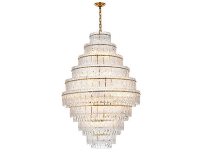 Elegant Lighting Emilia 27-Light Satin Gold Tiered Chandelier with Royal Cut Clear Crystal