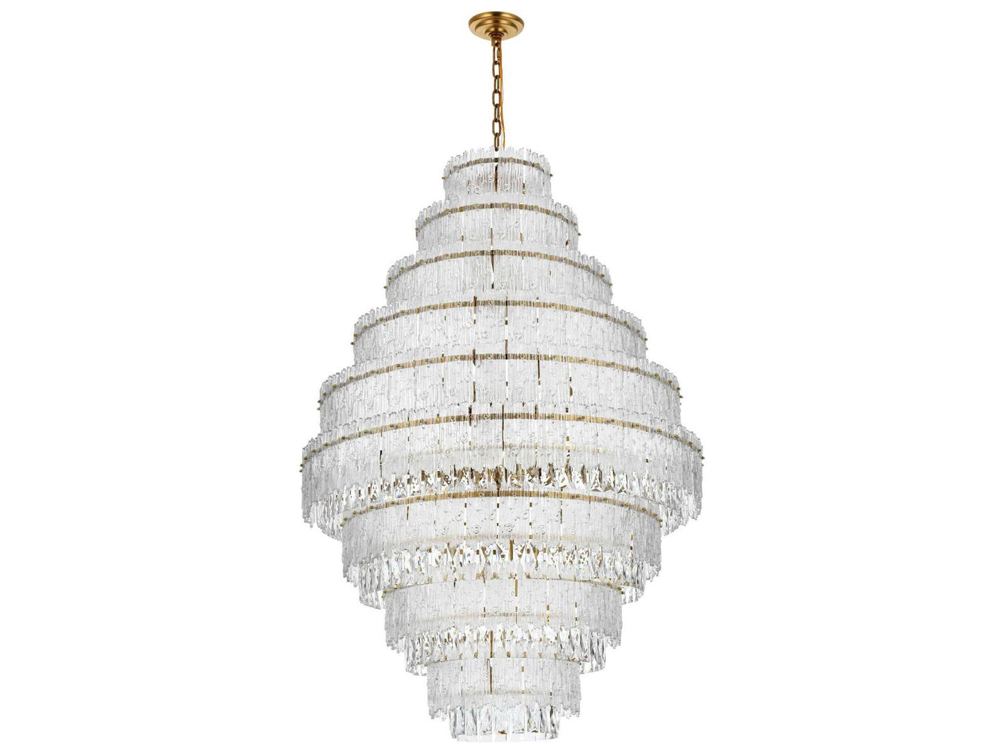 Elegant Lighting Emilia 27-Light Satin Gold Tiered Chandelier with Royal Cut Clear Crystal