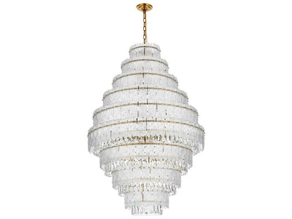 Elegant Lighting Emilia 27-Light Satin Gold Tiered Chandelier with Royal Cut Clear Crystal