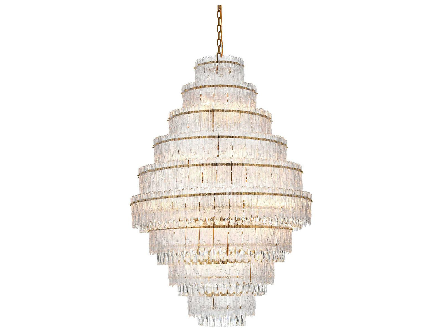Elegant Lighting Emilia 27-Light Satin Gold Tiered Chandelier with Royal Cut Clear Crystal