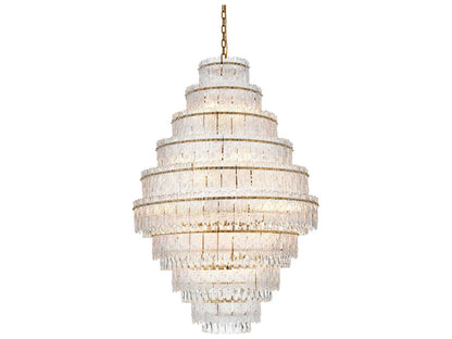 Elegant Lighting Emilia 27-Light Satin Gold Tiered Chandelier with Royal Cut Clear Crystal