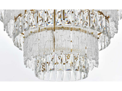 Elegant Lighting Emilia 27-Light Satin Gold Tiered Chandelier with Royal Cut Clear Crystal