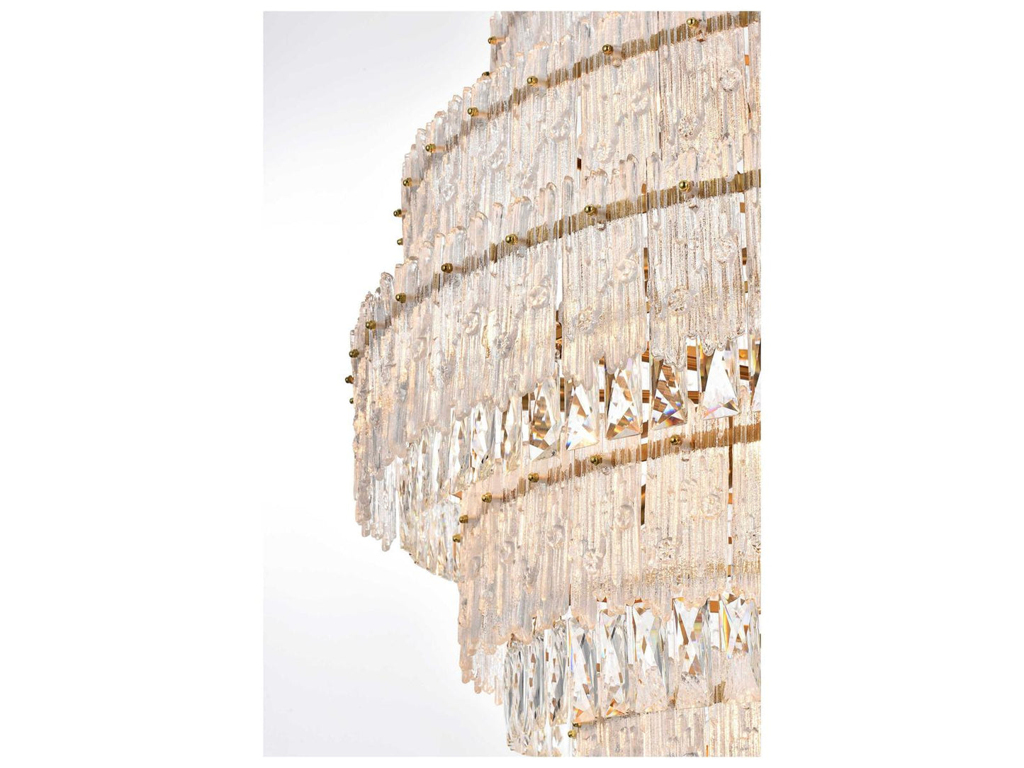 Elegant Lighting Emilia 27-Light Satin Gold Tiered Chandelier with Royal Cut Clear Crystal