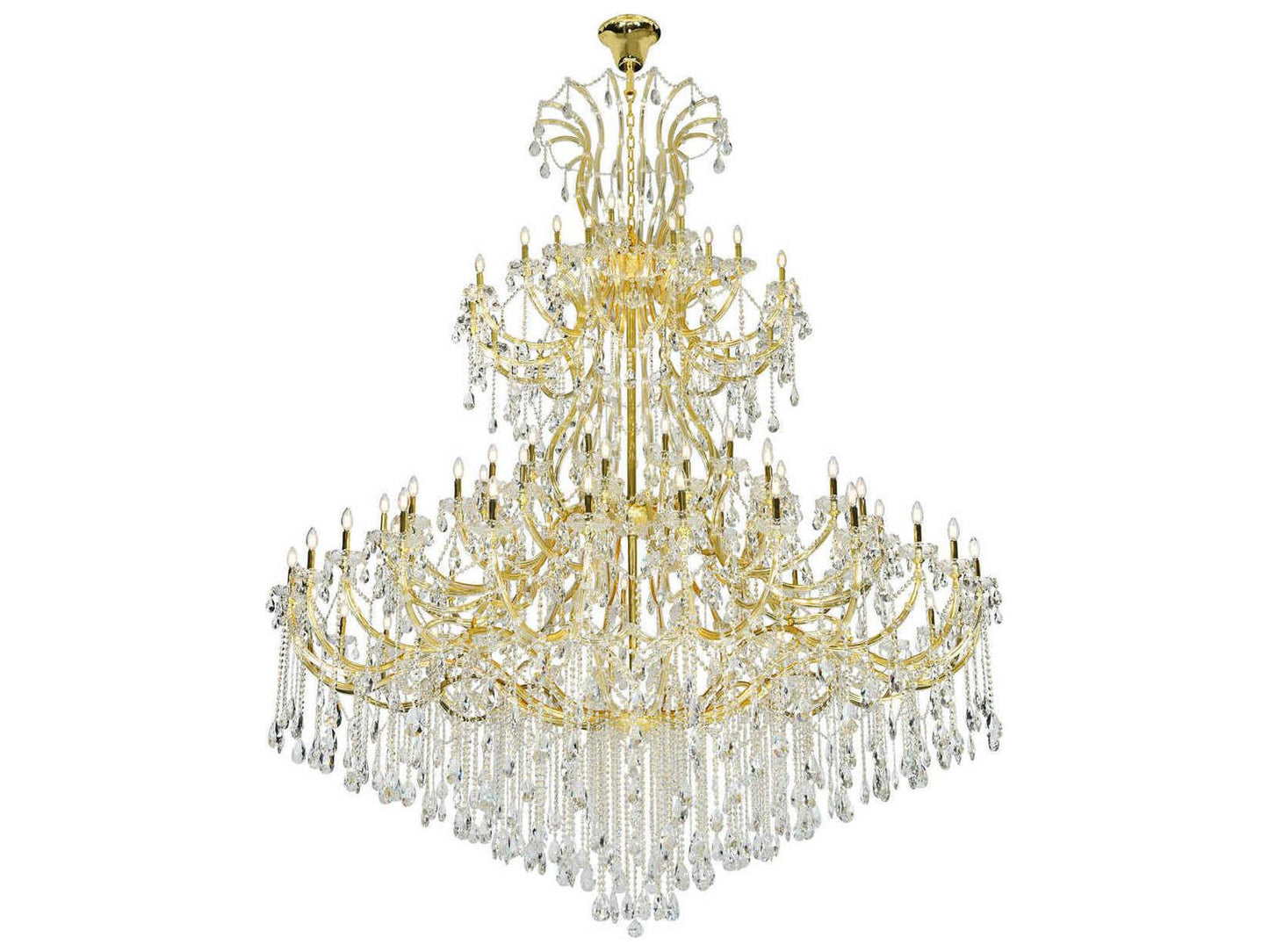 Elegant Lighting 84-Light Maria Theresa Candelabra Tiered Chandelier in Gold with Clear Crystal
