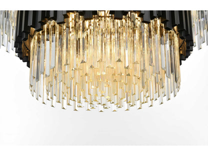 Elegant Lighting Willow 16-Light Black Drum Tiered Chandelier with Clear Glass