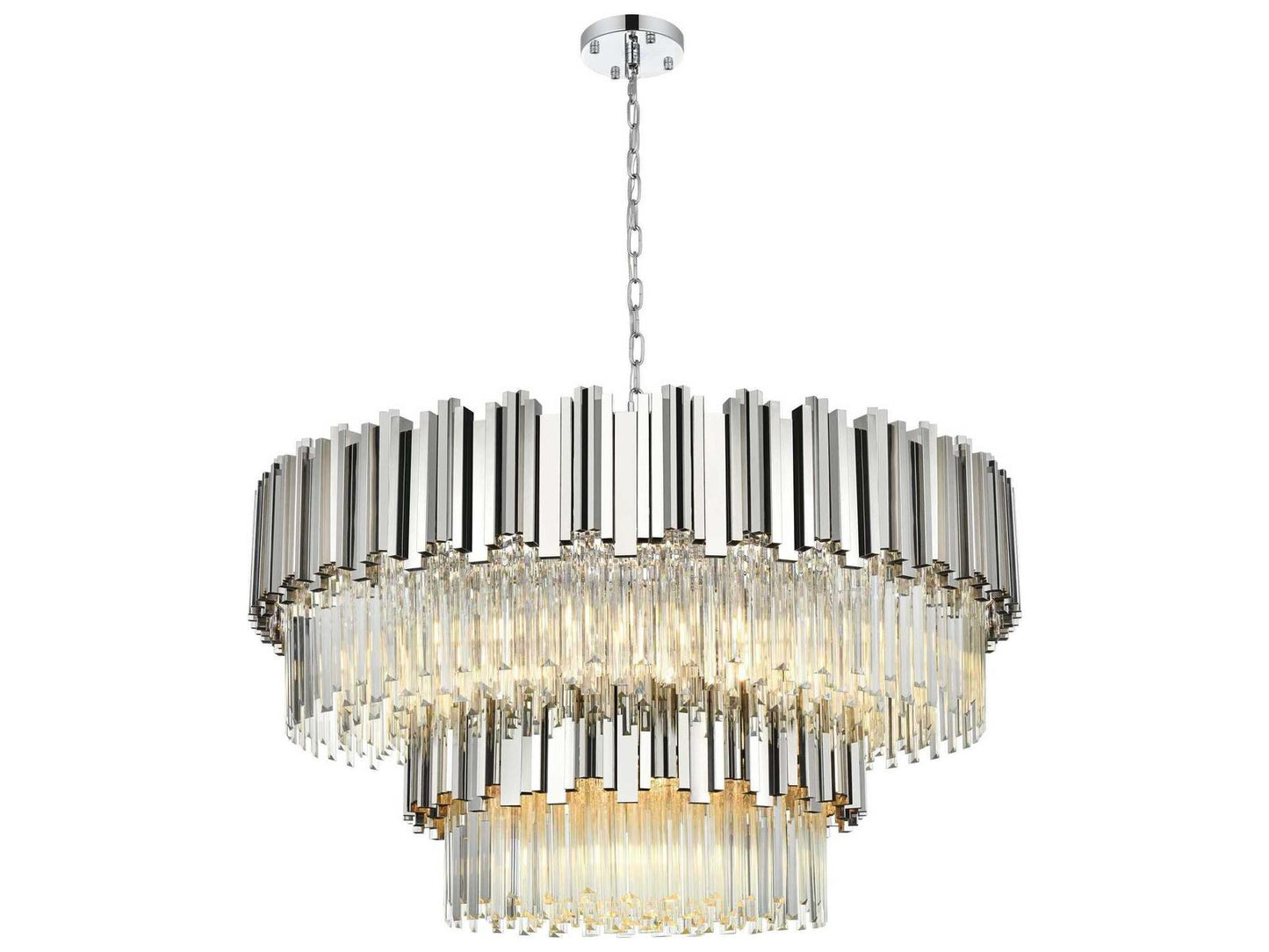 Elegant Lighting 16-Light Willow Drum Tiered Chandelier in Chrome