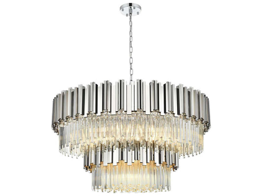 Elegant Lighting 16-Light Willow Drum Tiered Chandelier in Chrome