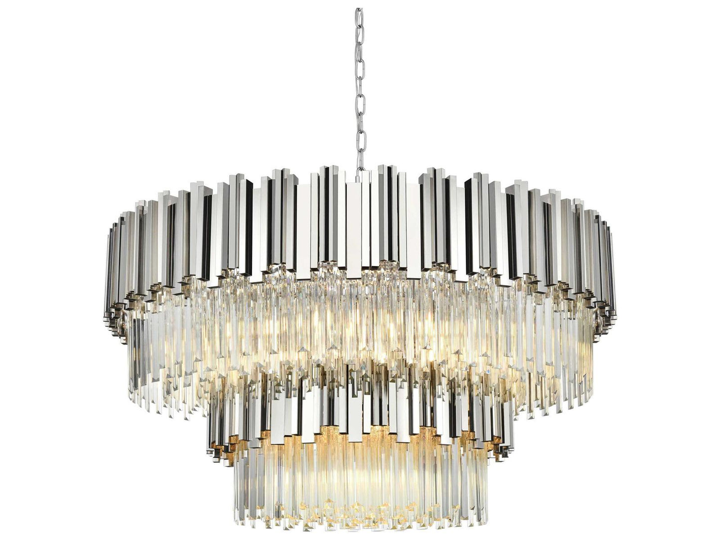 Elegant Lighting 16-Light Willow Drum Tiered Chandelier in Chrome