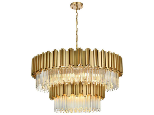Elegant Lighting 16-Light Willow Tiered Chandelier in Satin Gold
