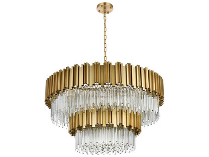 Elegant Lighting 16-Light Willow Tiered Chandelier in Satin Gold