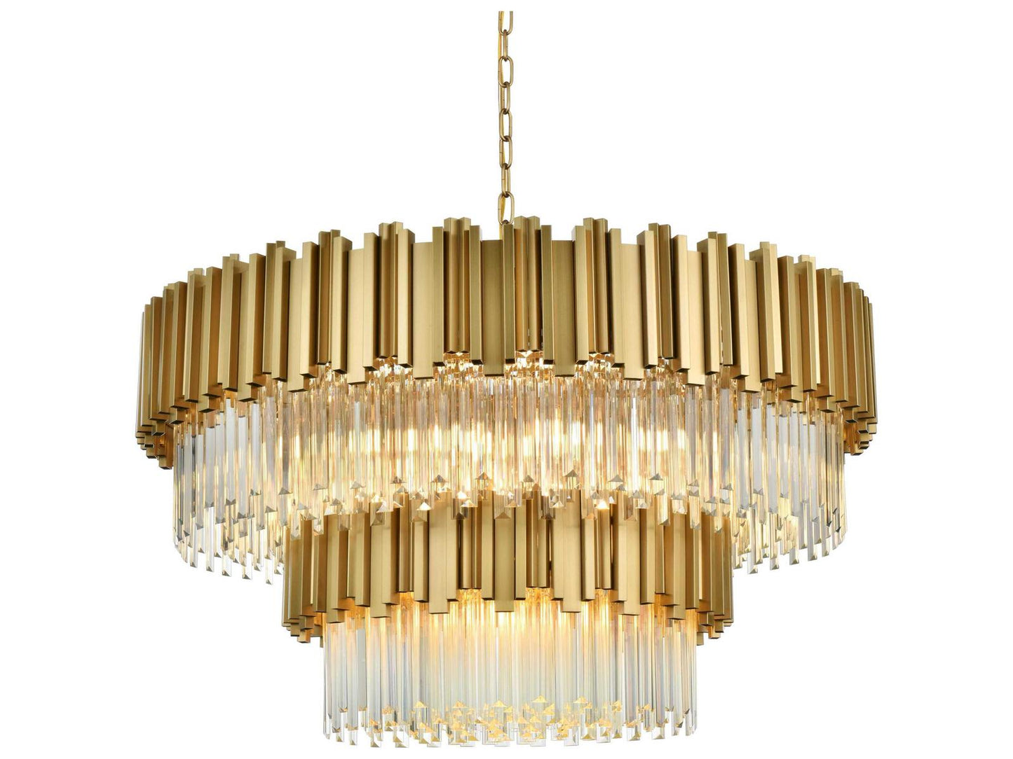 Elegant Lighting 16-Light Willow Tiered Chandelier in Satin Gold