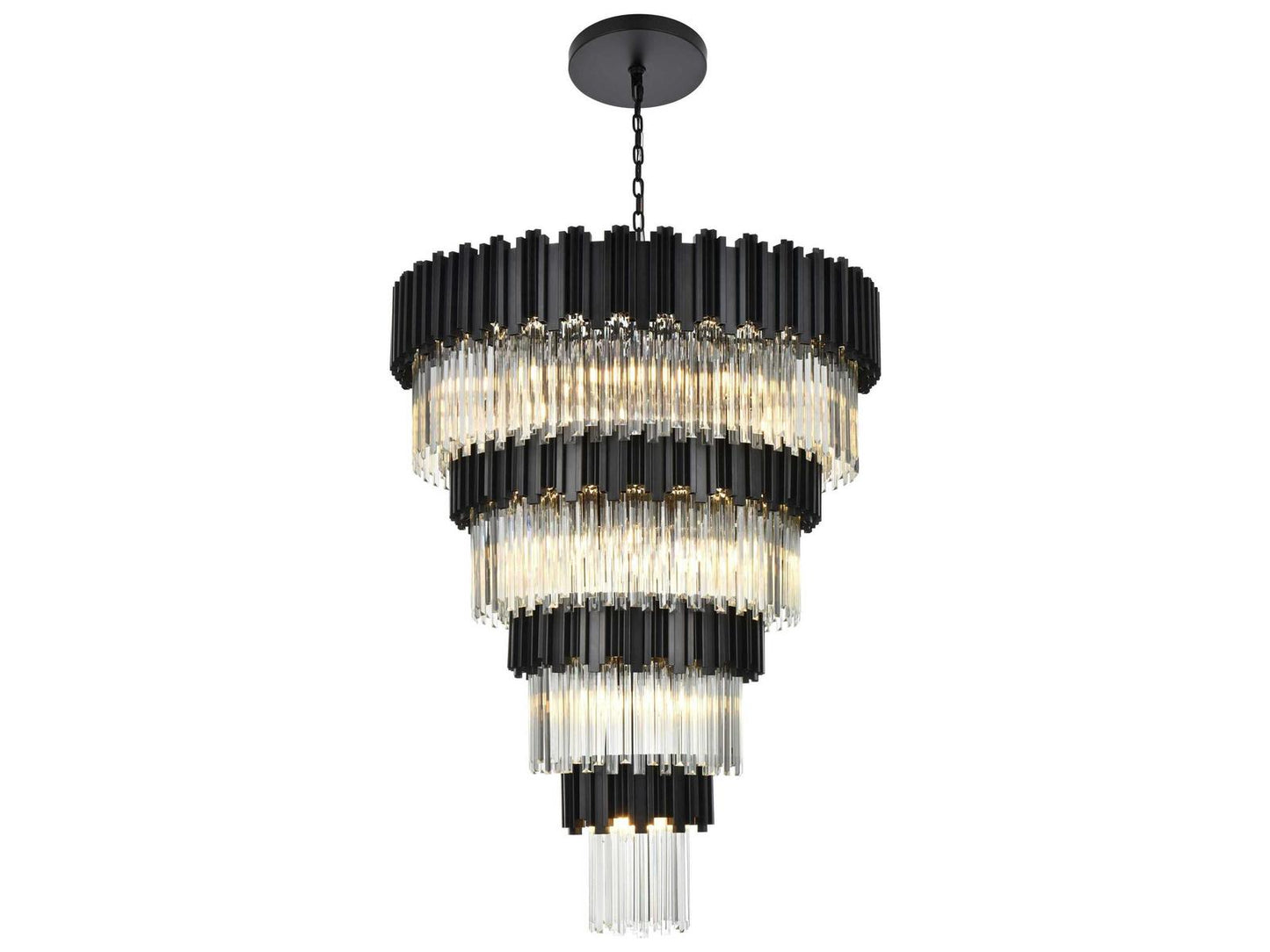 Elegant Lighting 27-Light Willow Tiered Chandelier in Black with Clear Glass