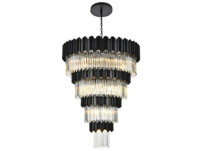 Elegant Lighting 27-Light Willow Tiered Chandelier in Black with Clear Glass