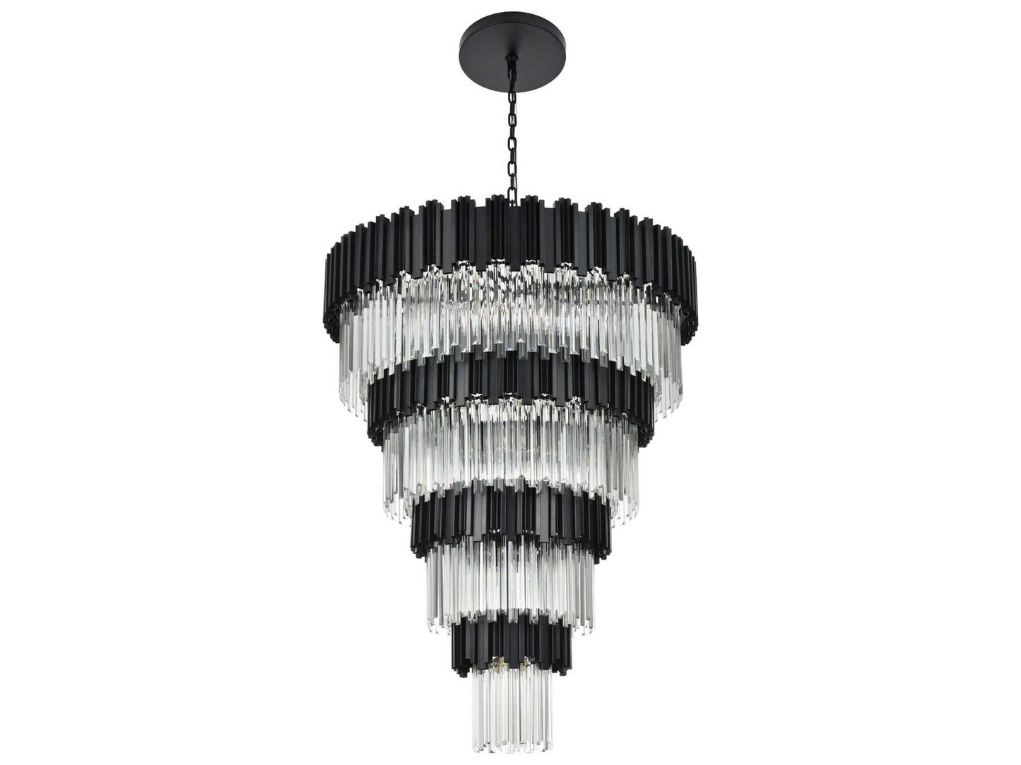 Elegant Lighting 27-Light Willow Tiered Chandelier in Black with Clear Glass