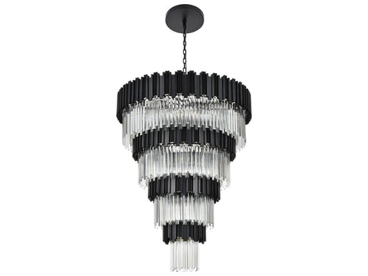 Elegant Lighting 27-Light Willow Tiered Chandelier in Black with Clear Glass