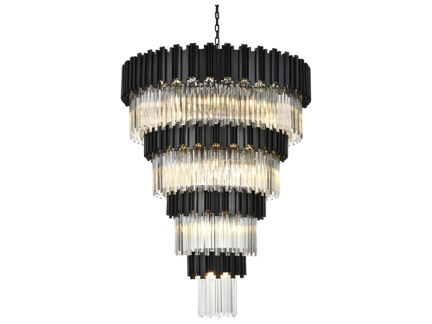 Elegant Lighting 27-Light Willow Tiered Chandelier in Black with Clear Glass