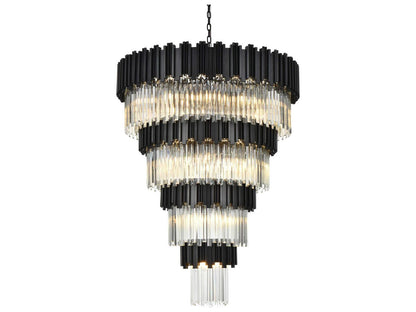 Elegant Lighting 27-Light Willow Tiered Chandelier in Black with Clear Glass