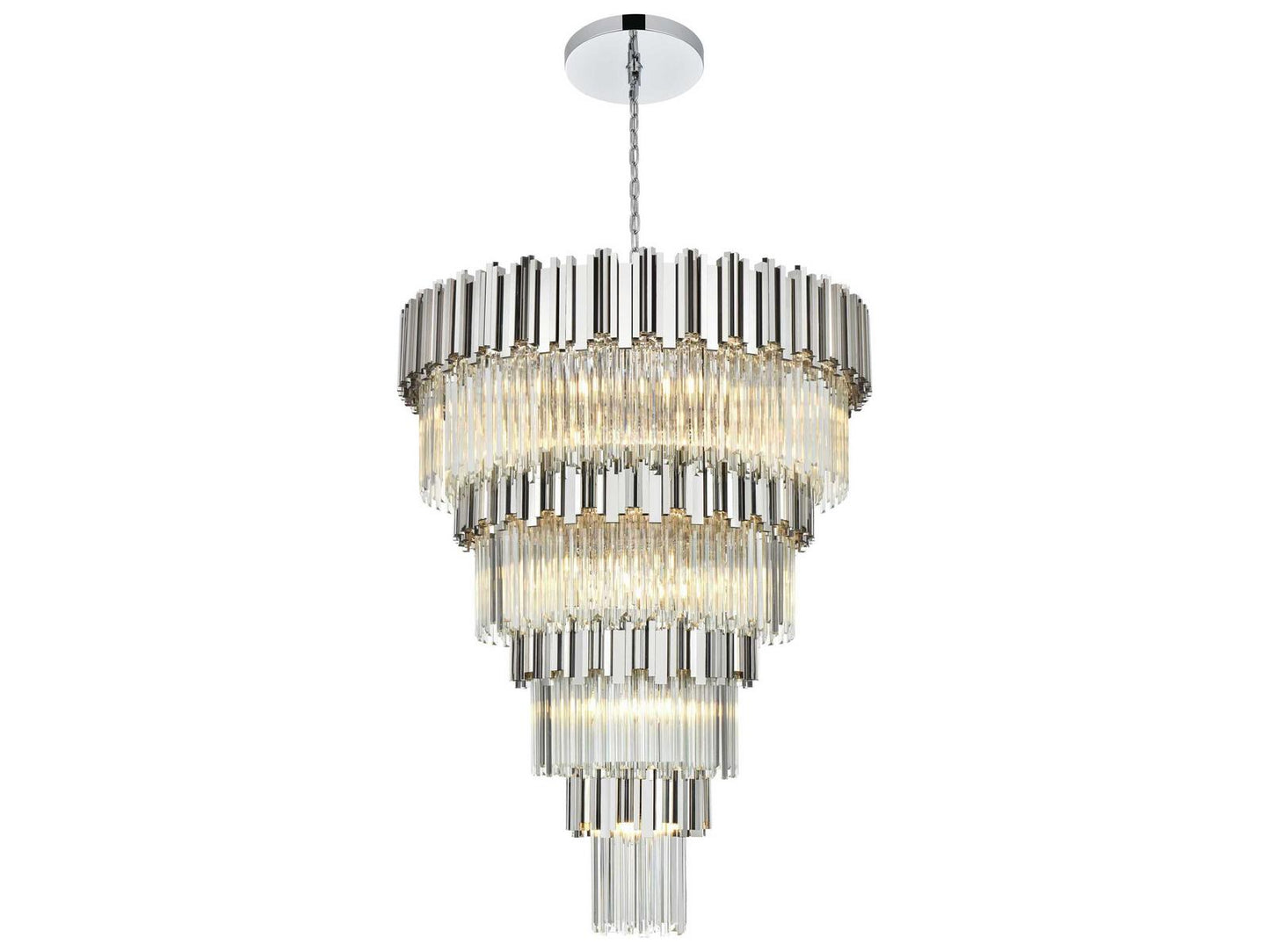 Elegant Lighting 27-Light Willow Tiered Chandelier in Chrome with Clear Glass