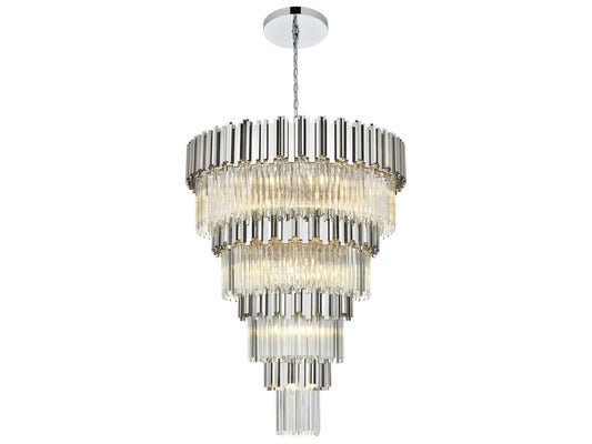 Elegant Lighting 27-Light Willow Tiered Chandelier in Chrome with Clear Glass