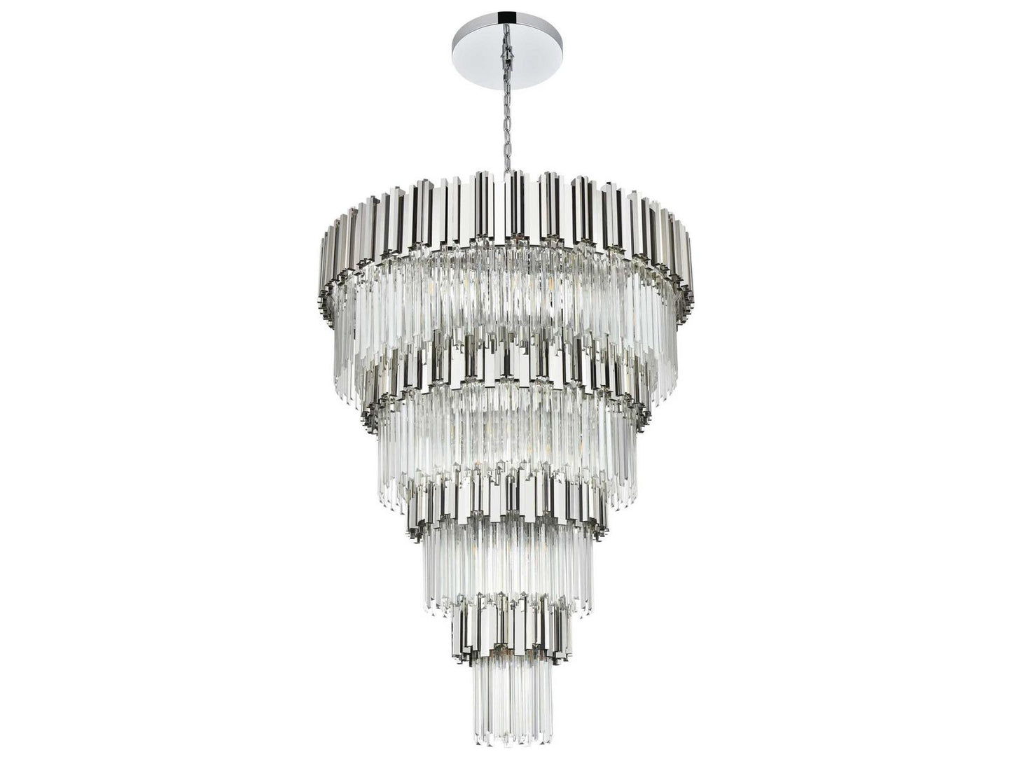 Elegant Lighting 27-Light Willow Tiered Chandelier in Chrome with Clear Glass