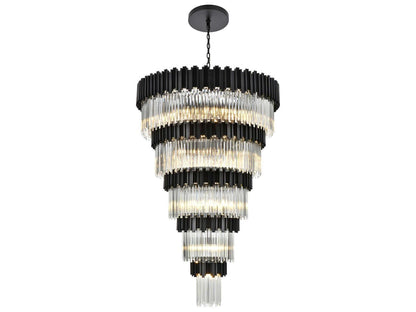 Elegant Lighting 39-Light Willow Tiered Chandelier in Black with Staggered Clear Glass