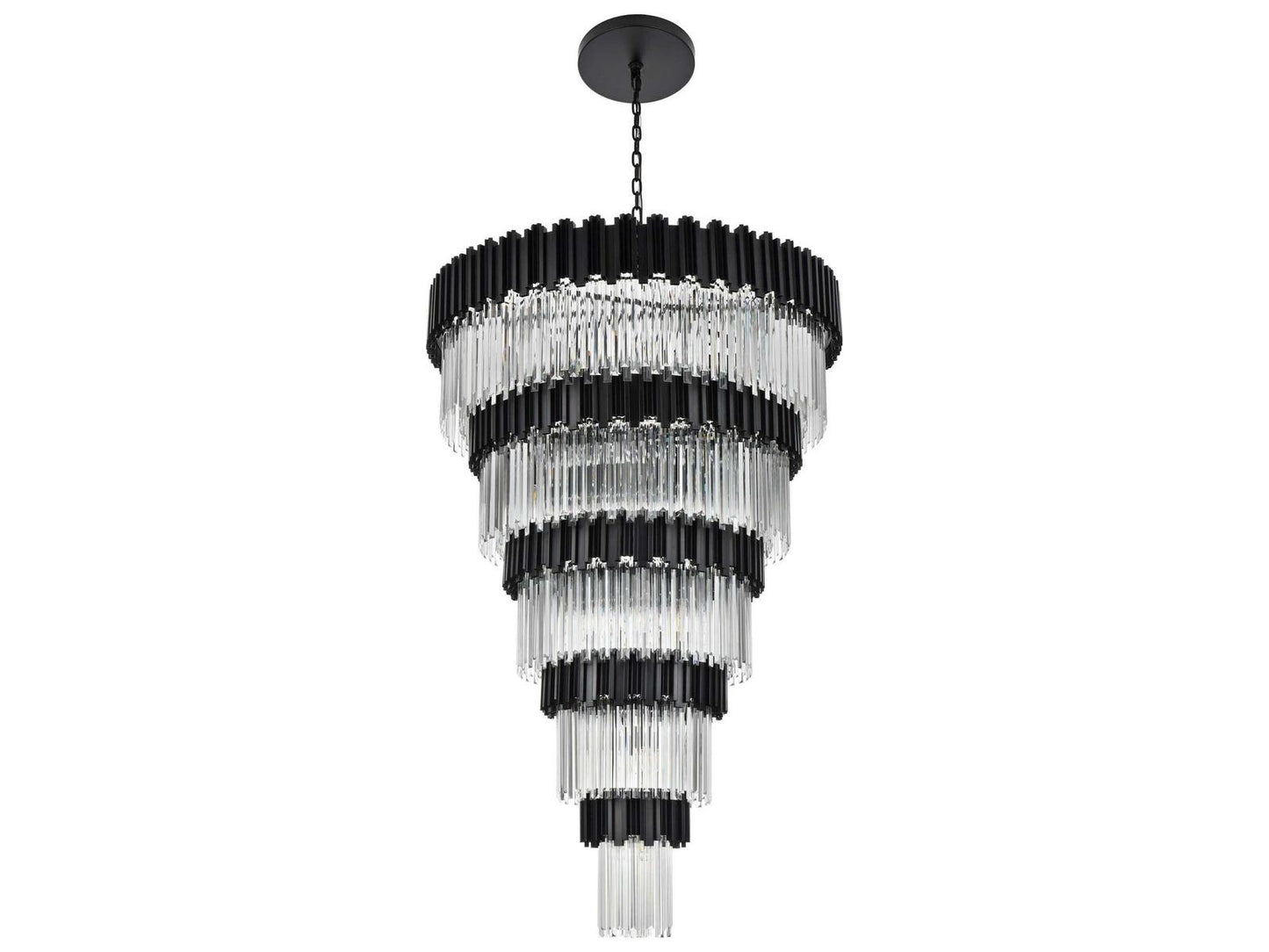 Elegant Lighting 39-Light Willow Tiered Chandelier in Black with Staggered Clear Glass