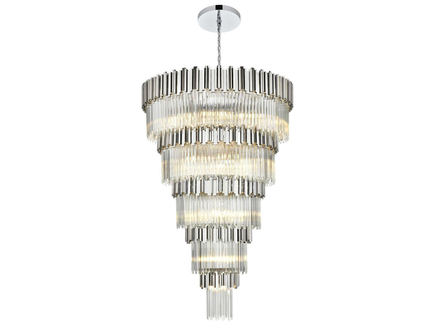 Elegant Lighting 39-Light Willow Tiered Chandelier in Chrome with Clear Glass